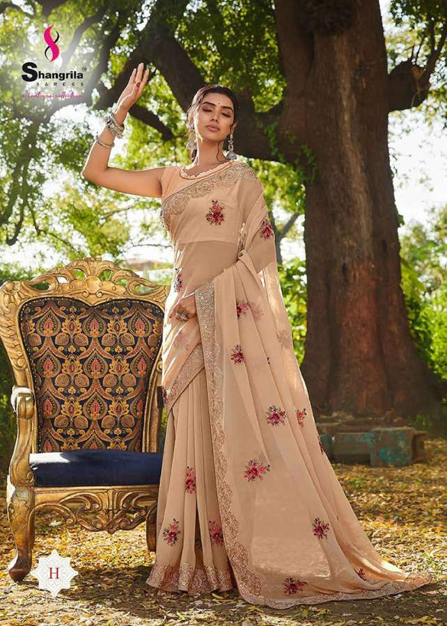 Shangrila Nikhar Stylish Fancy Designer Festive Wear Georgette Embroidery Saree Collection